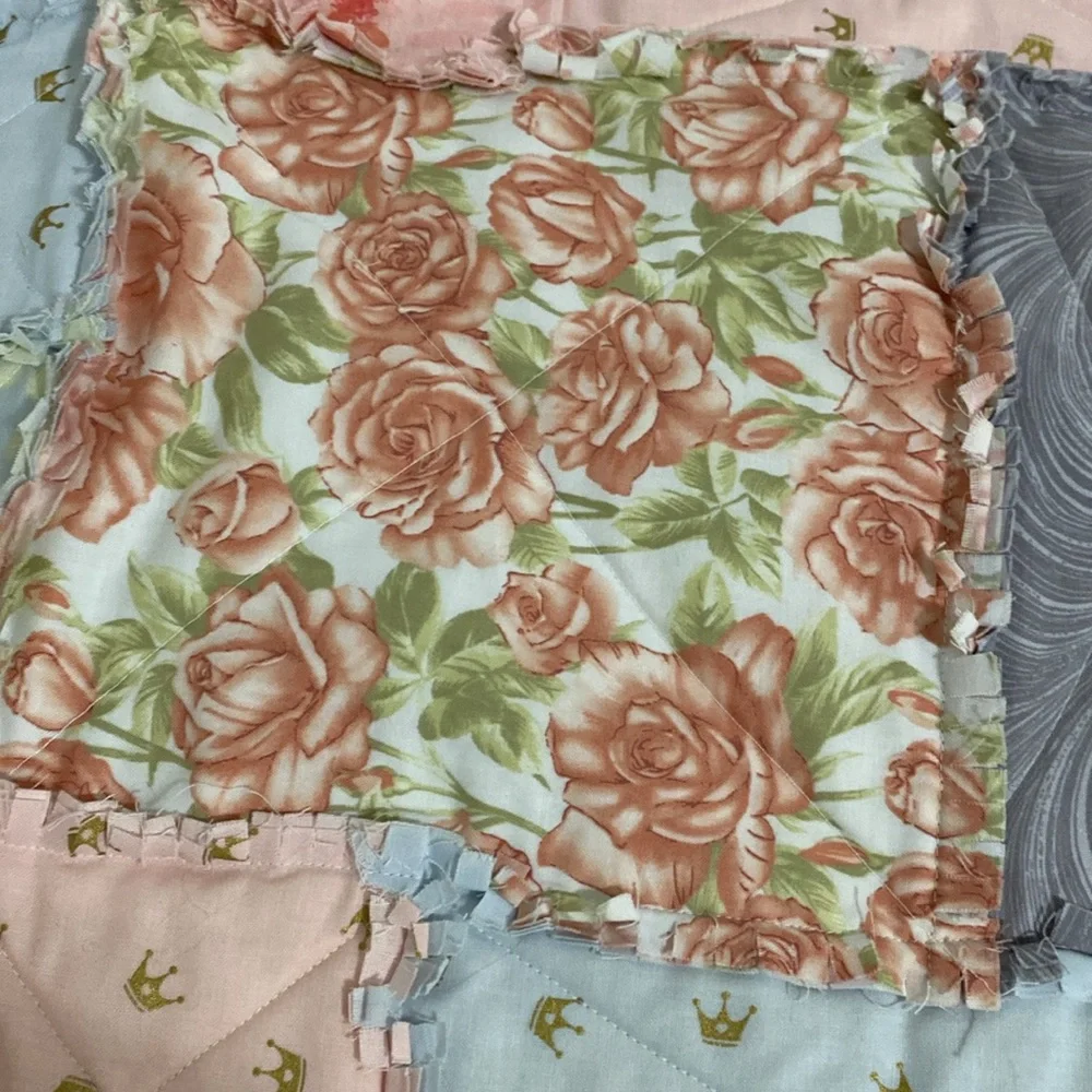 Brand New Baby Quilt with Girly Princess Motifs